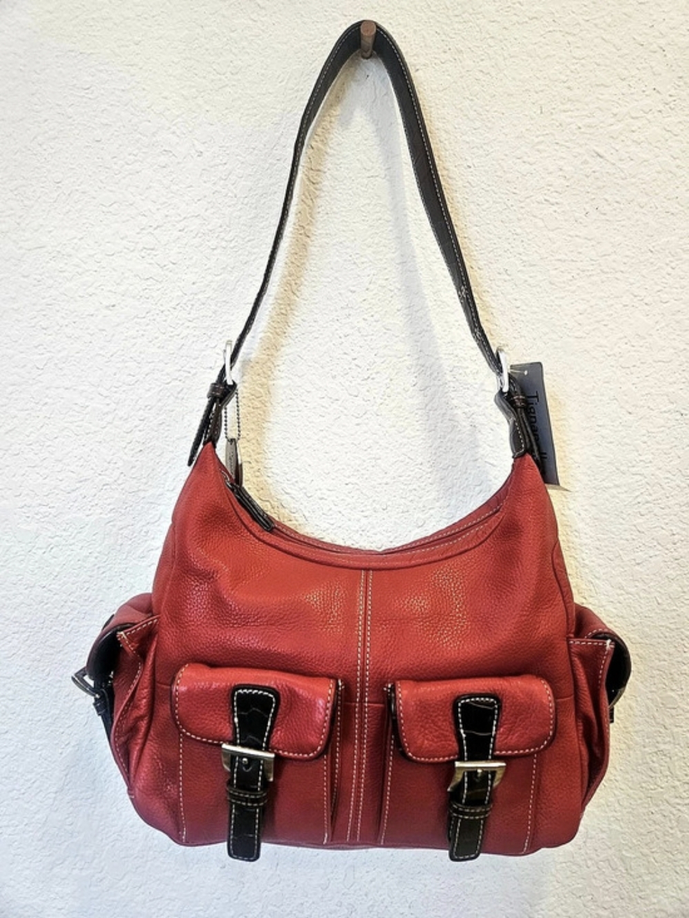 Tignanello Yorkshire Red & Brown Shoulder Bag